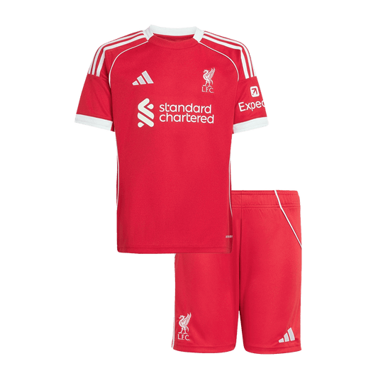 Miniconjunto Liverpool 2025/26 Primera Equipación Niño camiseta de fútbol