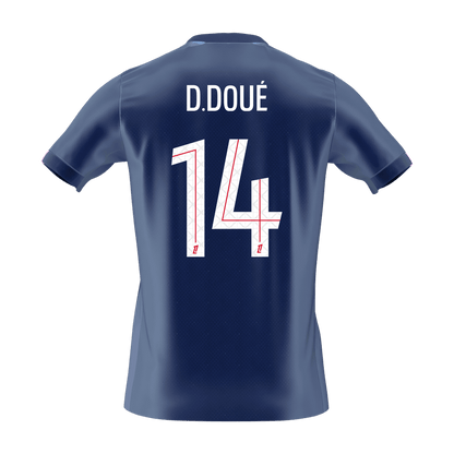 Camiseta D.DOUÉ #14 PSG 2025/26 Primera Equipación - Version Hincha - Calidad premium