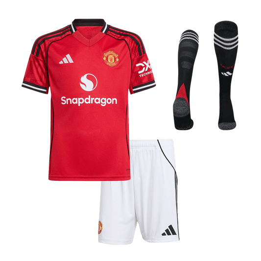Conjunto Infantil Completo Manchester United 2025/26 Primera Equipación camiseta de fútbol