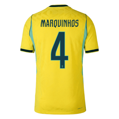 Camiseta Auténtica MARQUINHOS #4 Brazil 2026 Primera Equipación Copa del Mundo - Version Jugador