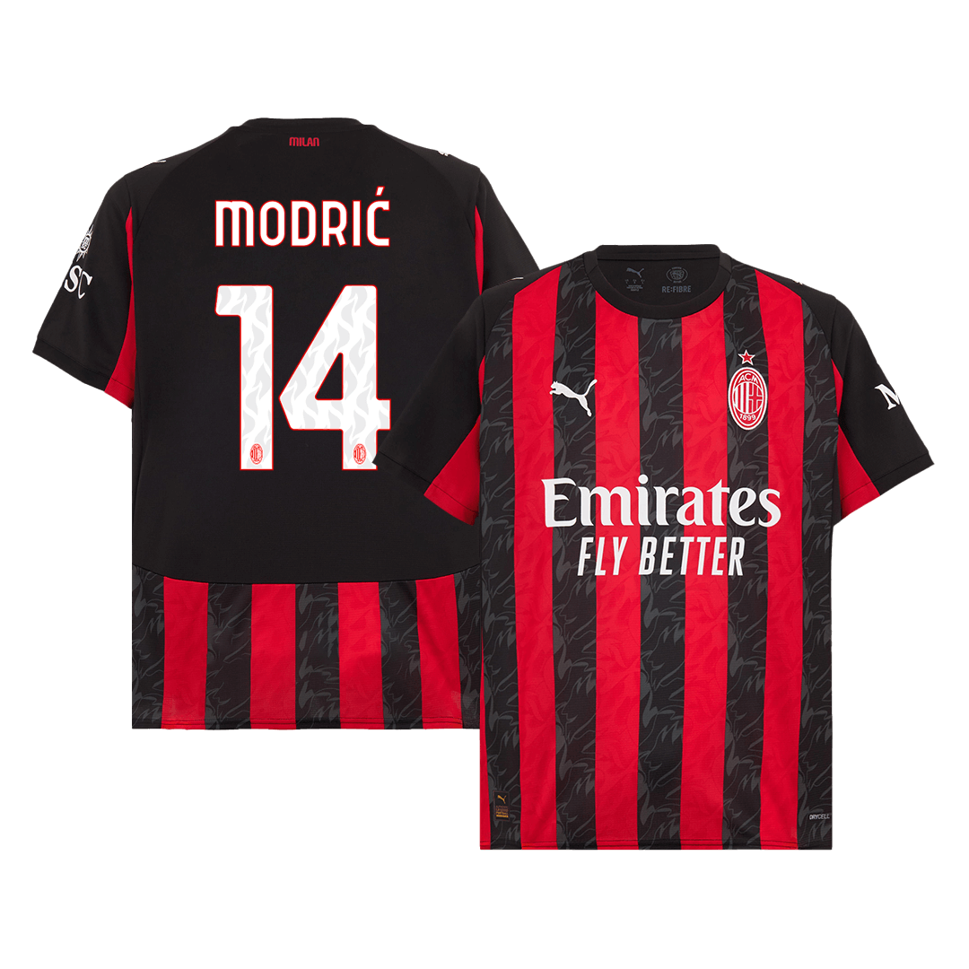 Calidad Premium Camiseta MODRIĆ #14 AC Milan 2025/26 Primera Equipación-Versión Hincha