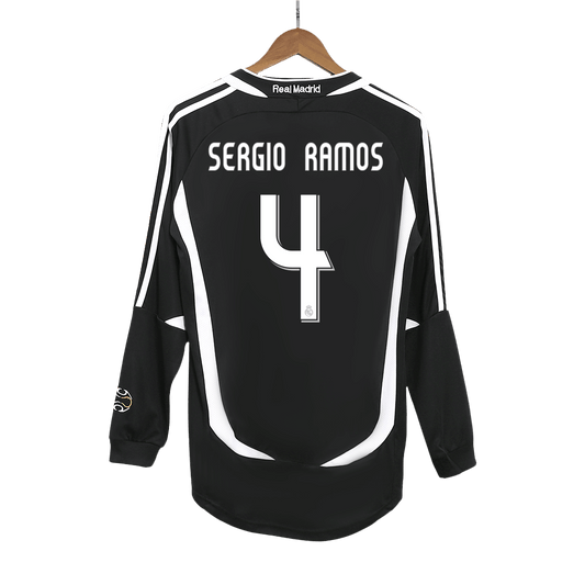 Retro 2006/07 SERGIO RAMOS #4 Real Madrid Segunda Equipación Manga Larga camiseta de fútbol 2025/26