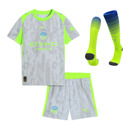 Conjunto Infantil Completo Manchester City 2025/26 Tercera Equipación Kids camiseta de fútbol