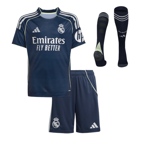 Calidad Premium Conjunto Infantil Completo Real Madrid 2025/26 Segunda Equipación Kids camiseta de f