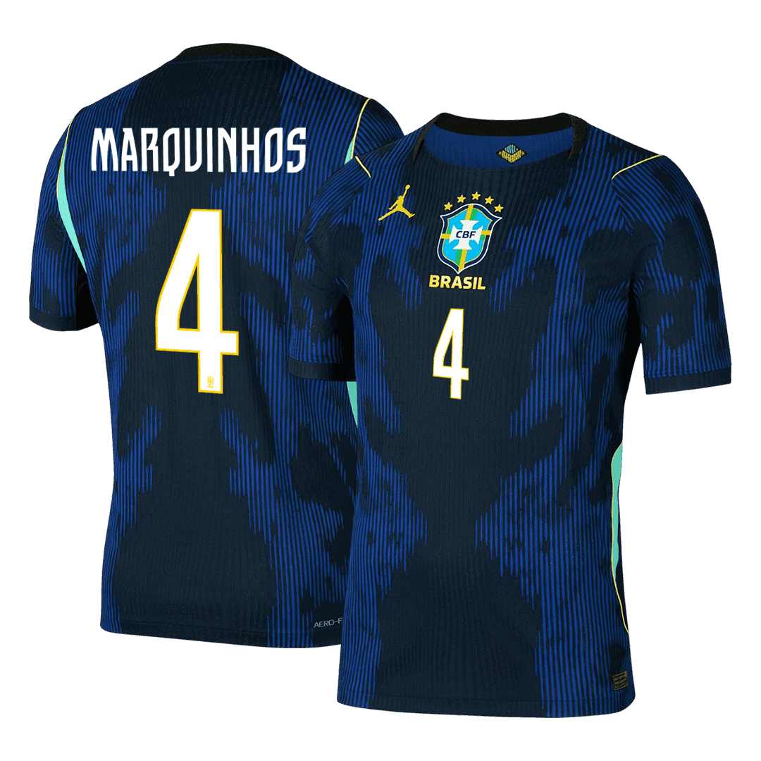 Camiseta Auténtica MARQUINHOS #4 Brazil 2026 Segunda Equipación Copa del Mundo - Version Jugador