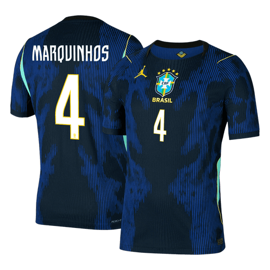 Camiseta Auténtica MARQUINHOS #4 Brazil 2026 Segunda Equipación Copa del Mundo - Version Jugador