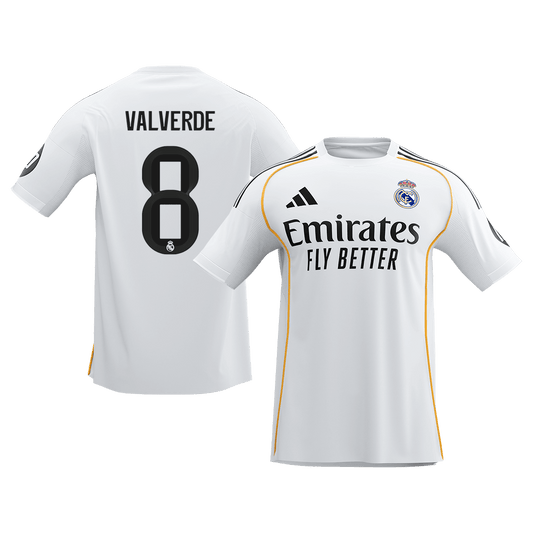 Calidad Premium Camiseta VALVERDE #8 Real Madrid 2025/26 Primera Equipación-Versión Hincha