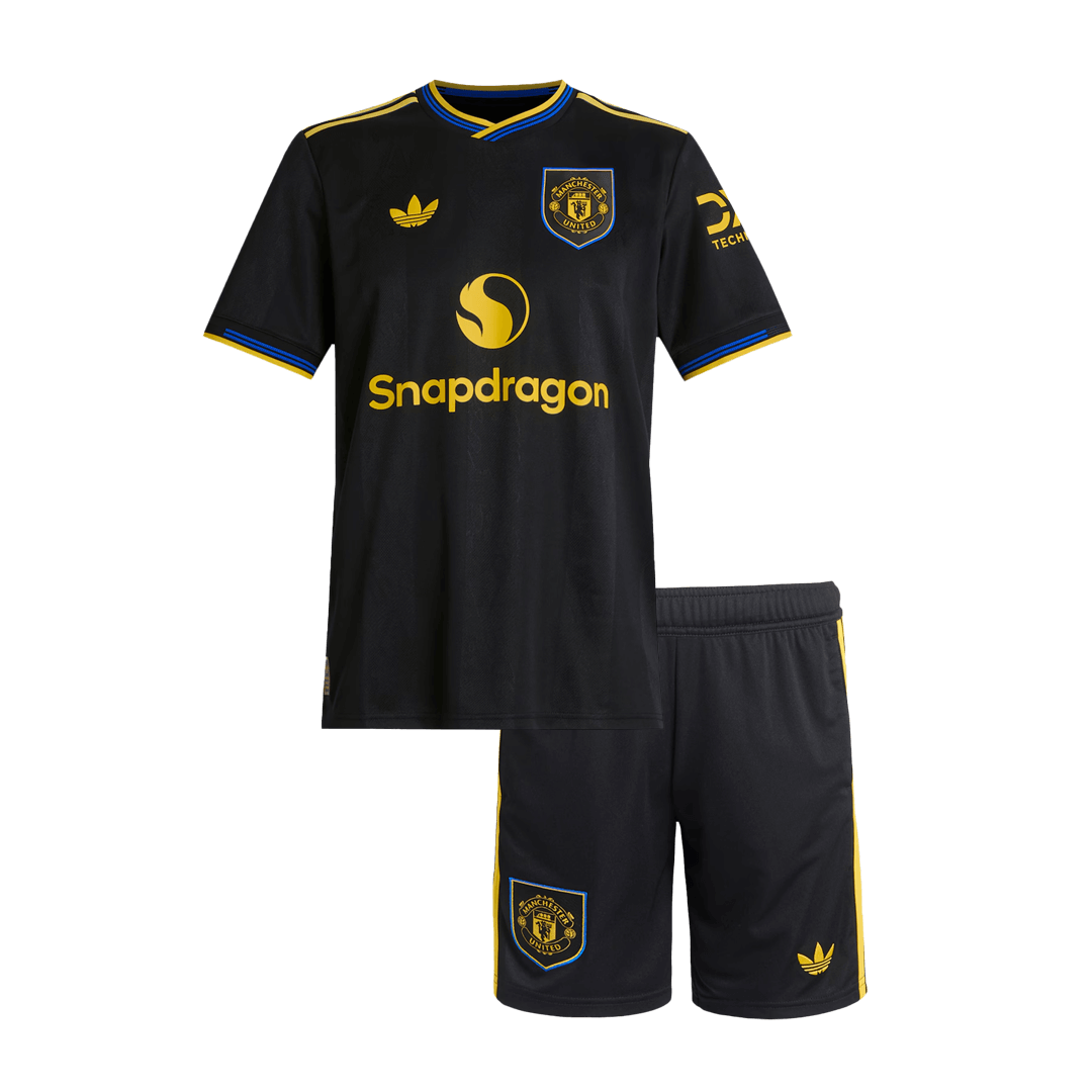 Conjunto Infantil Manchester United 2025/26 Tercera Equipación camiseta de fútbol