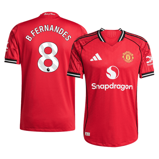 Camiseta Auténtica B.FERNANDES #8 Manchester United 2025/26 Primera Equipación-Versión Jugador