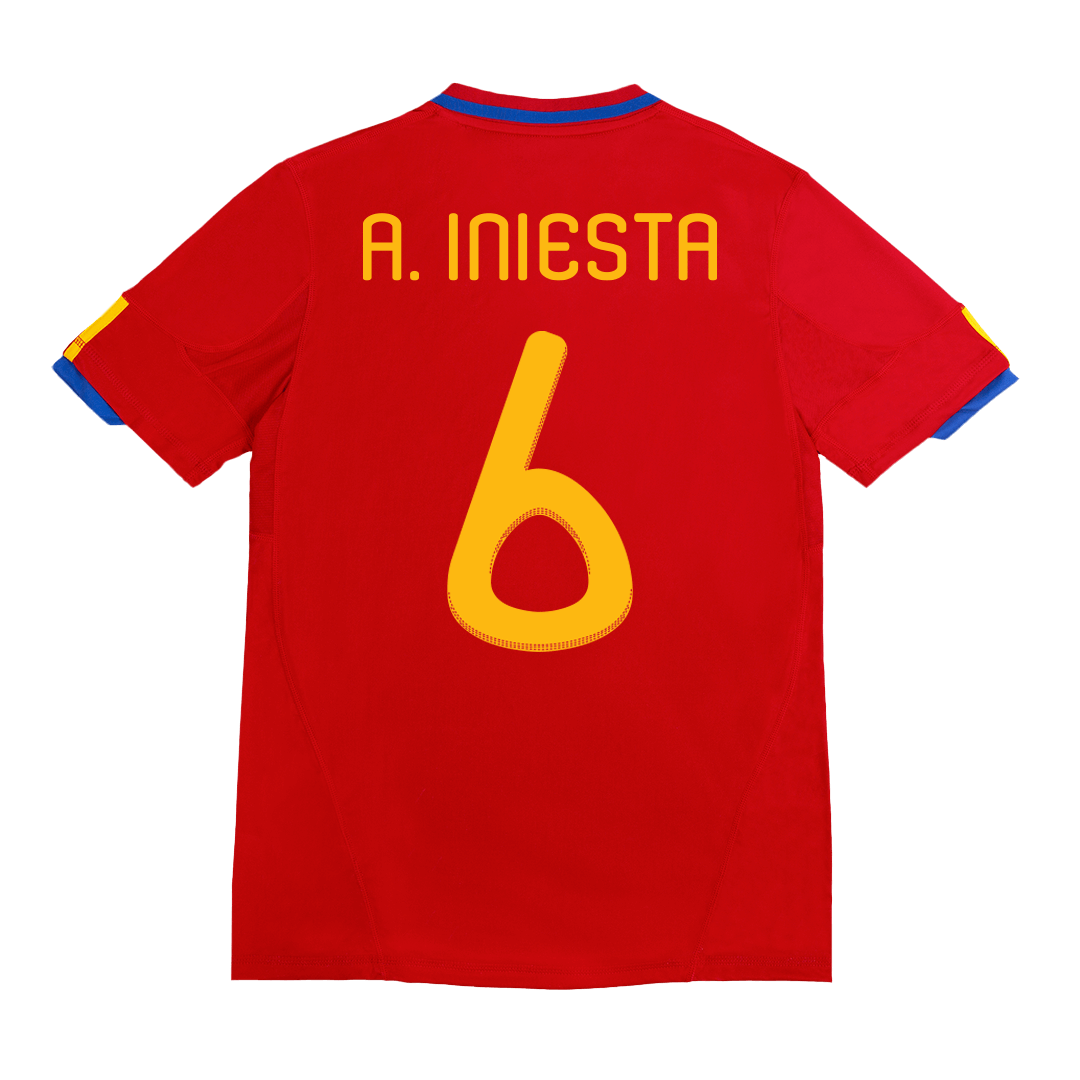 Retro 2010 A. INIESTA #6 Spain Primera Equipación Copa del Mundo camiseta de fútbol 2025/26