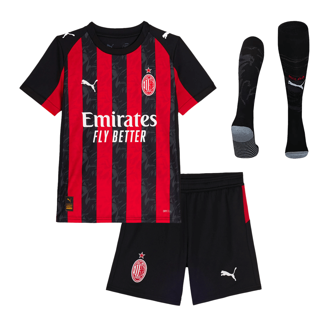 Conjunto Infantil Completo AC Milan 2025/26 Primera Equipación Kids camiseta de fútbol