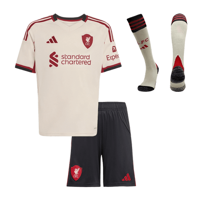 Conjunto Infantil Completo Liverpool 2025/26 Segunda Equipación Kids camiseta de fútbol