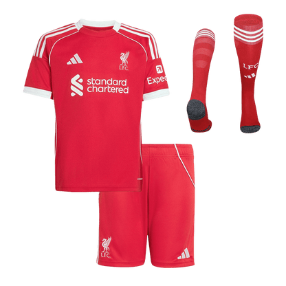 Conjunto Infantil Completo Liverpool 2025/26 Primera Equipación Kids camiseta de fútbol