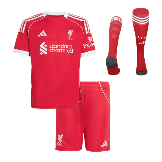 Conjunto Infantil Completo Liverpool 2025/26 Primera Equipación Kids camiseta de fútbol