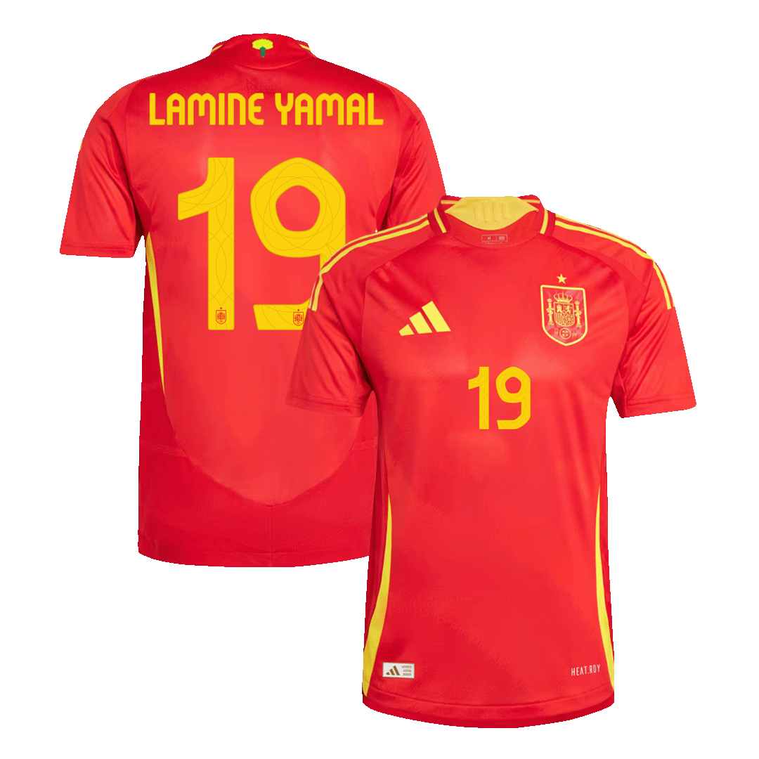 Auténtica LAMINE YAMAL #19 España 2024 Primera Equipación-Versión Jugador camiseta de fútbol