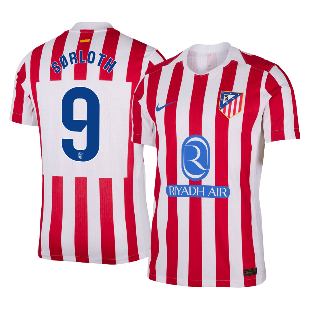 Camiseta Auténtica SØRLOTH #9 Atletico Madrid 2025/26 Primera Equipación - Version Jugador