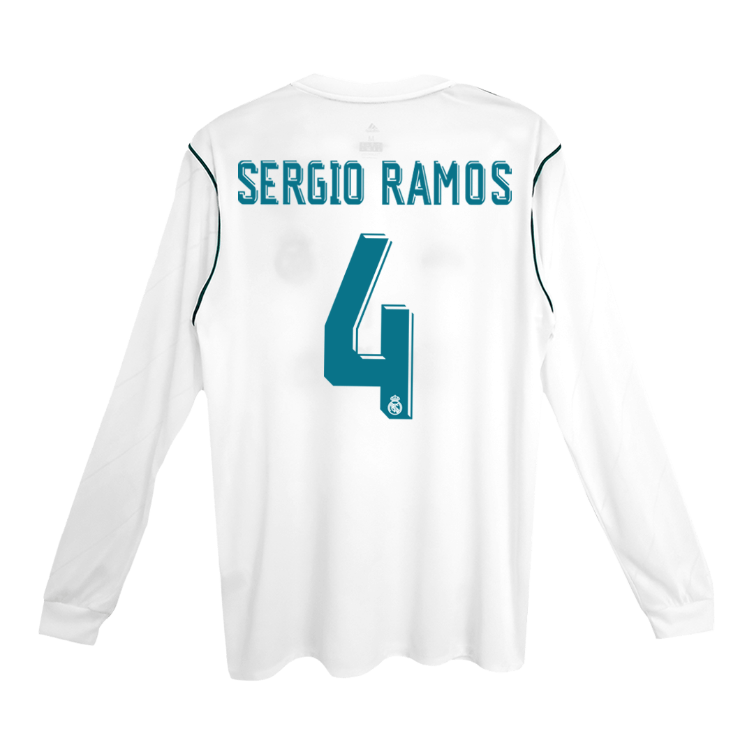 Camiseta Retro 2017/18 SERGIO RAMOS #4 Real Madrid Primera Equipación  Manga Larga 2025/26